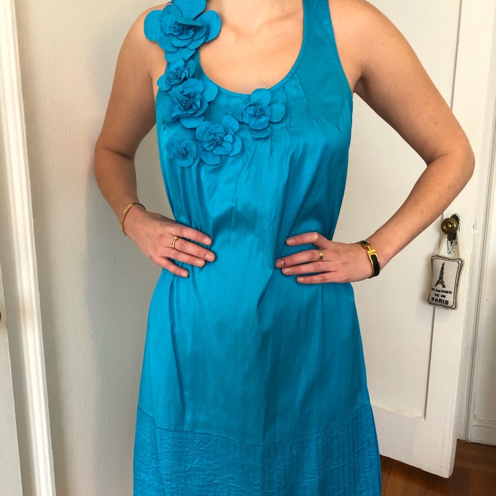 calypso st barth blue shift silk dress
